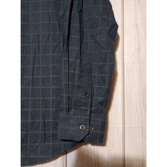 Tasso Elba Shirt Men's‎ Large Blue Windowpane Button Front Long Sleeve - Picture 4 of 9